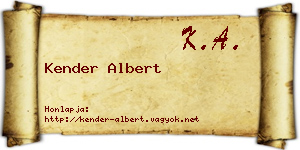 Kender Albert névjegykártya